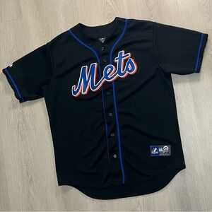 WORN Majestic New York Mets Jersey Black